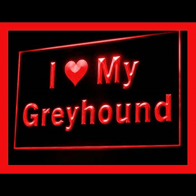 210111 I Love My Greyhound Pets Shop Home Decor Open Display illuminated Night Light Neon Sign 16 Color By Remote