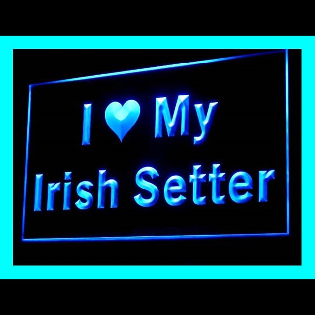 210112 I Love My Irish Setter Pets Shop Home Decor Open Display illuminated Night Light Neon Sign 16 Color By Remote