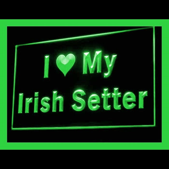 210112 I Love My Irish Setter Pets Shop Home Decor Open Display illuminated Night Light Neon Sign 16 Color By Remote
