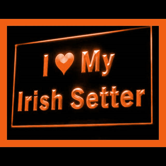 210112 I Love My Irish Setter Pets Shop Home Decor Open Display illuminated Night Light Neon Sign 16 Color By Remote