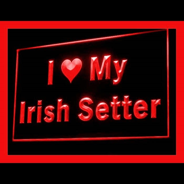210112 I Love My Irish Setter Pets Shop Home Decor Open Display illuminated Night Light Neon Sign 16 Color By Remote