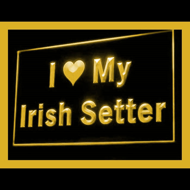 210112 I Love My Irish Setter Pets Shop Home Decor Open Display illuminated Night Light Neon Sign 16 Color By Remote