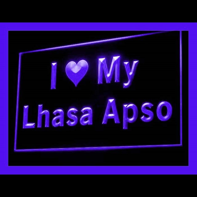 210113 I Love My Lhasa Apso Pets Shop Home Decor Open Display illuminated Night Light Neon Sign 16 Color By Remote