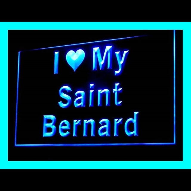 210121 I Love My Saint Bernard Pets Shop Home Decor Open Display illuminated Night Light Neon Sign 16 Color By Remote