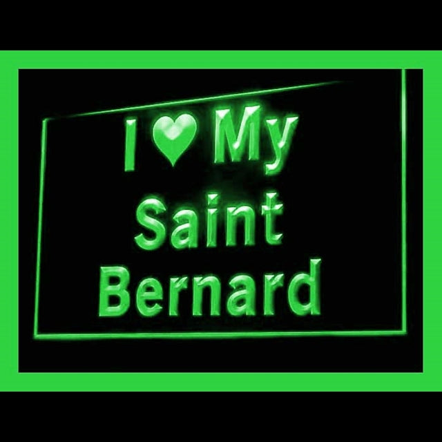 210121 I Love My Saint Bernard Pets Shop Home Decor Open Display illuminated Night Light Neon Sign 16 Color By Remote