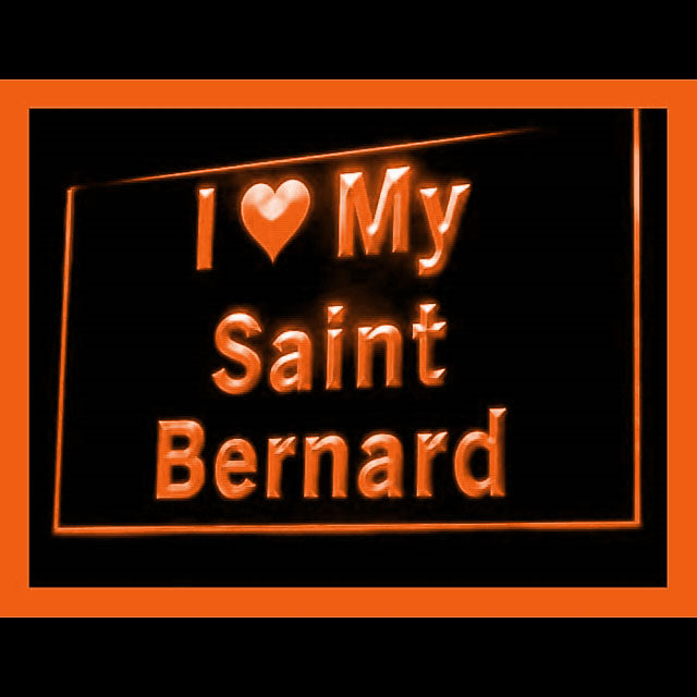 210121 I Love My Saint Bernard Pets Shop Home Decor Open Display illuminated Night Light Neon Sign 16 Color By Remote