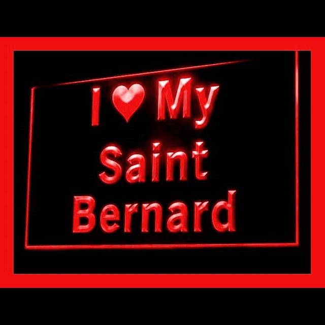 210121 I Love My Saint Bernard Pets Shop Home Decor Open Display illuminated Night Light Neon Sign 16 Color By Remote