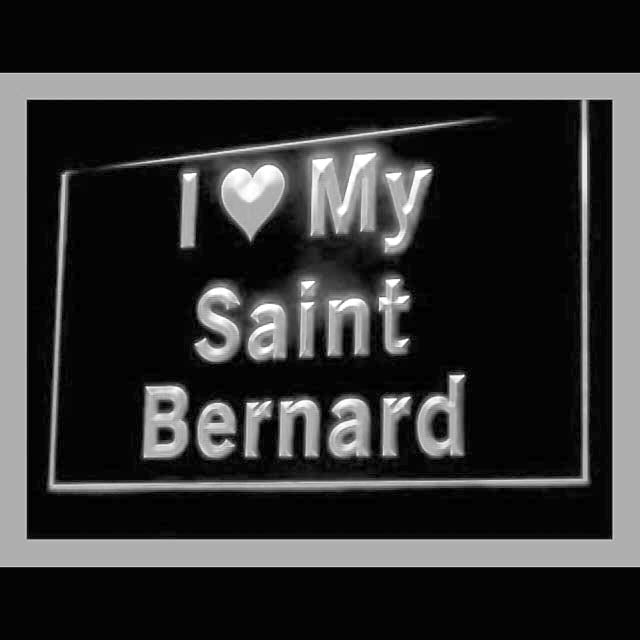 210121 I Love My Saint Bernard Pets Shop Home Decor Open Display illuminated Night Light Neon Sign 16 Color By Remote