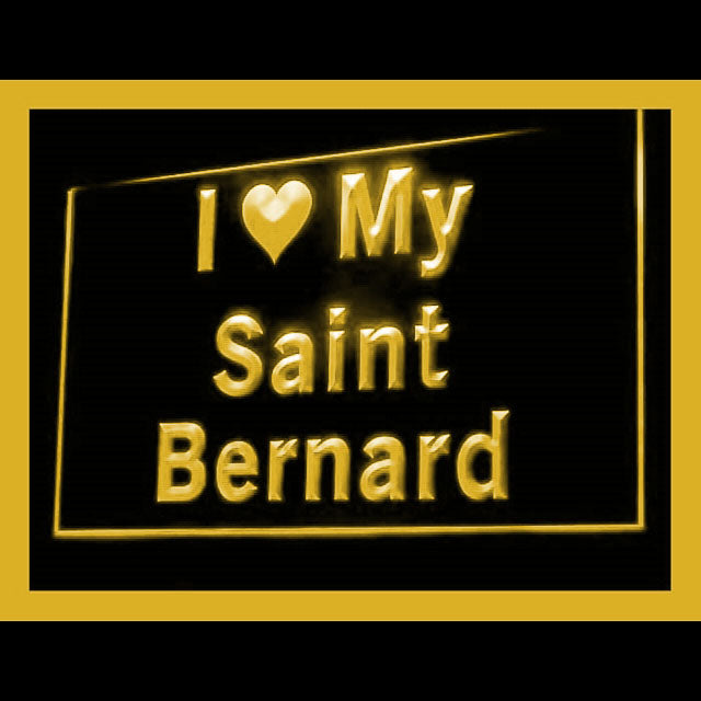 210121 I Love My Saint Bernard Pets Shop Home Decor Open Display illuminated Night Light Neon Sign 16 Color By Remote