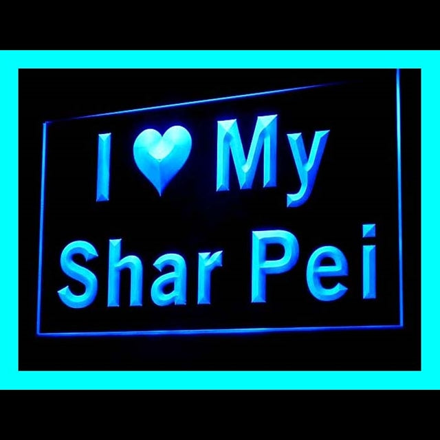 210122 I Love My Shar Pei Pets Shop Home Decor Open Display illuminated Night Light Neon Sign 16 Color By Remote