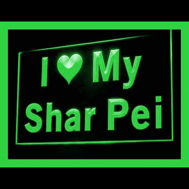 210122 I Love My Shar Pei Pets Shop Home Decor Open Display illuminated Night Light Neon Sign 16 Color By Remote