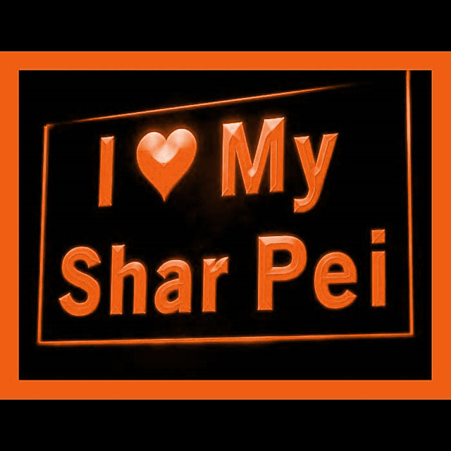 210122 I Love My Shar Pei Pets Shop Home Decor Open Display illuminated Night Light Neon Sign 16 Color By Remote