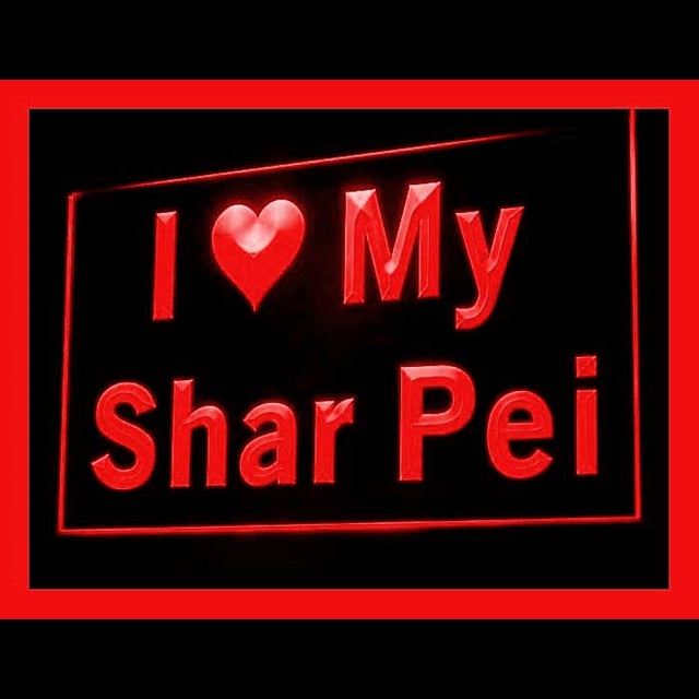 210122 I Love My Shar Pei Pets Shop Home Decor Open Display illuminated Night Light Neon Sign 16 Color By Remote
