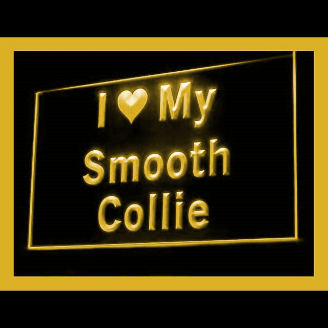 210124 I Love My Smooth Collie Pets Shop Home Decor Open Display illuminated Night Light Neon Sign 16 Color By Remote