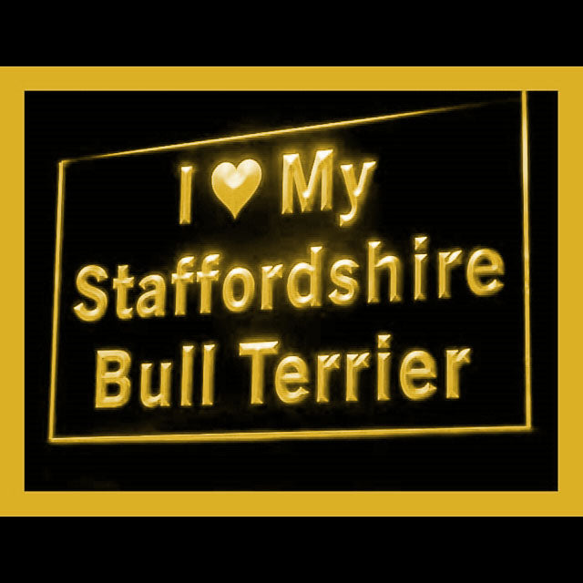 210125 I Love My Staffordshire Bull Terrier Pets Home Decor Open Display illuminated Night Light Neon Sign 16 Color By Remote