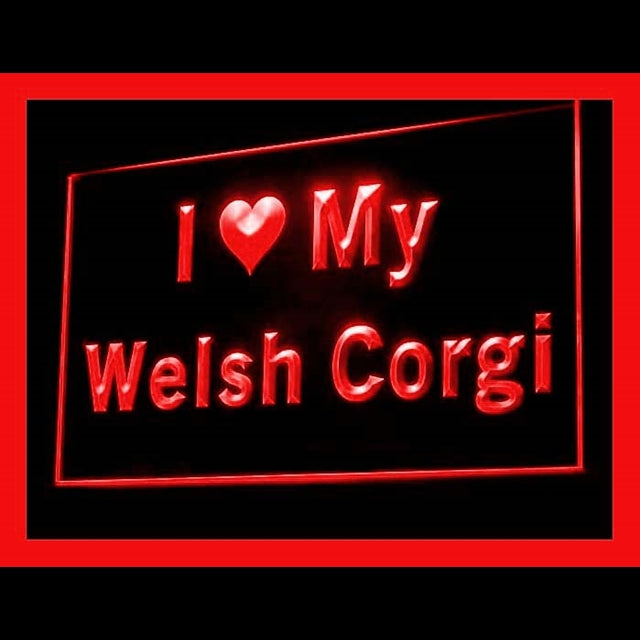 210127 I Love My Welsh Corgi Pets Shop Home Decor Open Display illuminated Night Light Neon Sign 16 Color By Remote