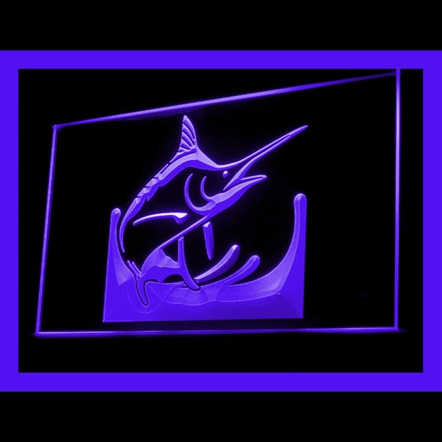 210130 Blue Marlin Fish Home Decor Diving Shop Home Decor Open Display illuminated Night Light Neon Sign 16 Color By Remote