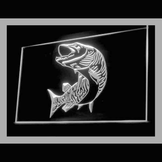 210132 Mighty Muskie Fish Home Decor Shop Home Decor Open Display illuminated Night Light Neon Sign 16 Color By Remote