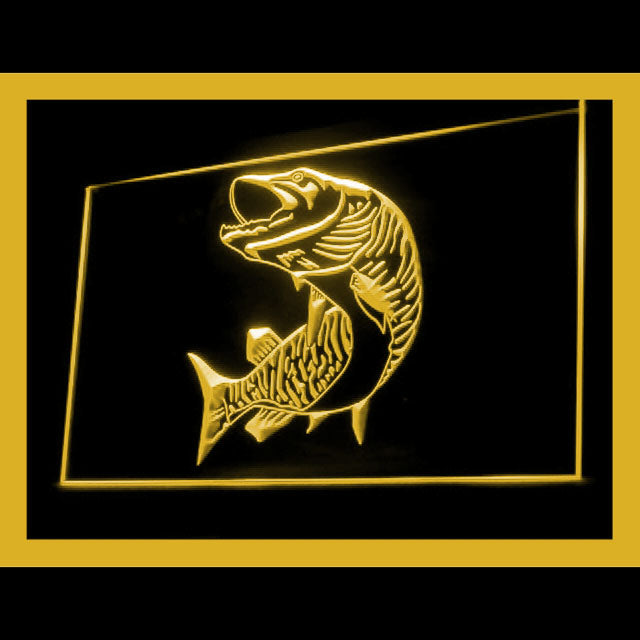 210132 Mighty Muskie Fish Home Decor Shop Home Decor Open Display illuminated Night Light Neon Sign 16 Color By Remote