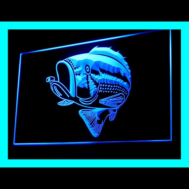 210134 Musjie Fishing Fish Home Decor Shop Home Decor Open Display illuminated Night Light Neon Sign 16 Color By Remote