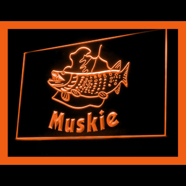 210146 Muskie Fish Fishing Home Decor Shop Home Decor Open Display illuminated Night Light Neon Sign 16 Color By Remote