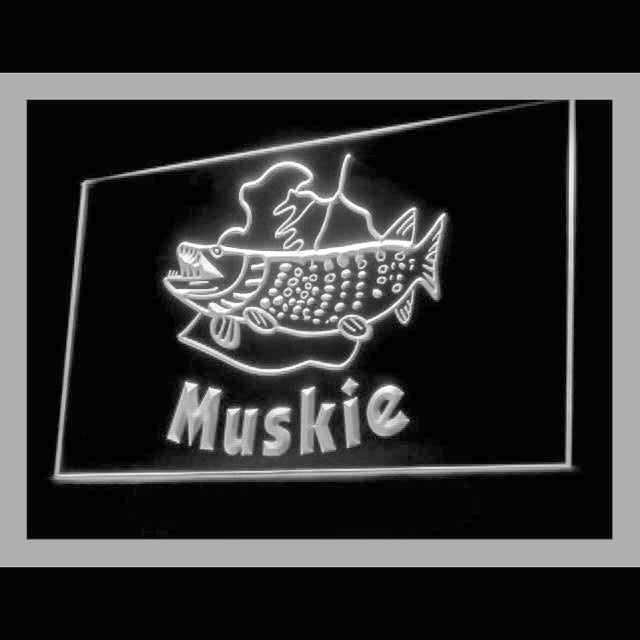 210146 Muskie Fish Fishing Home Decor Shop Home Decor Open Display illuminated Night Light Neon Sign 16 Color By Remote