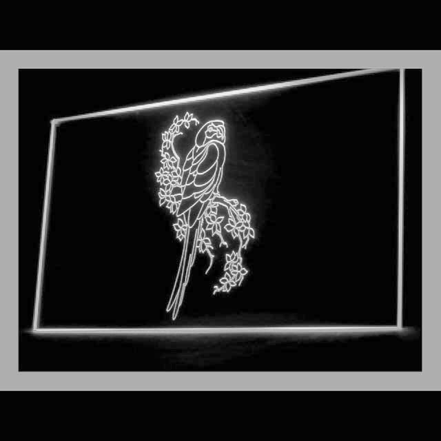 210147 Parrot Bird Pets Store Shop Home Decor Open Display illuminated Night Light Neon Sign 16 Color By Remote