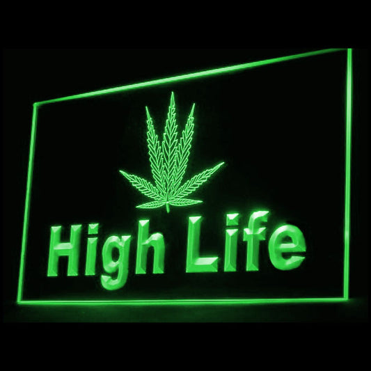 220009 Marijuana Hemp Leaf High Life Store Shop Home Decor Open Display illuminated Night Light Neon Sign 16 Color By Remote