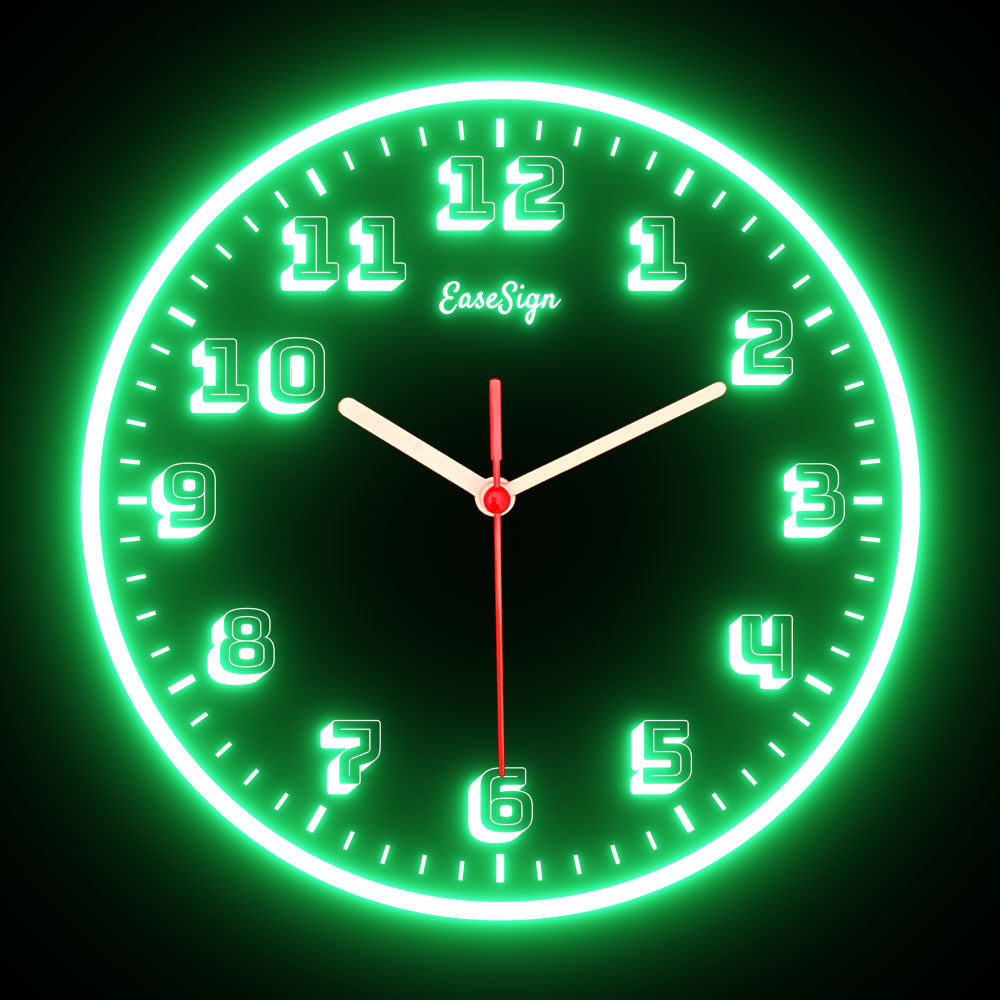 25ck0003 EaseSign Home Decor LED Light Flexible Flex illuminated Neon Wall Clock 7 Colors 10"