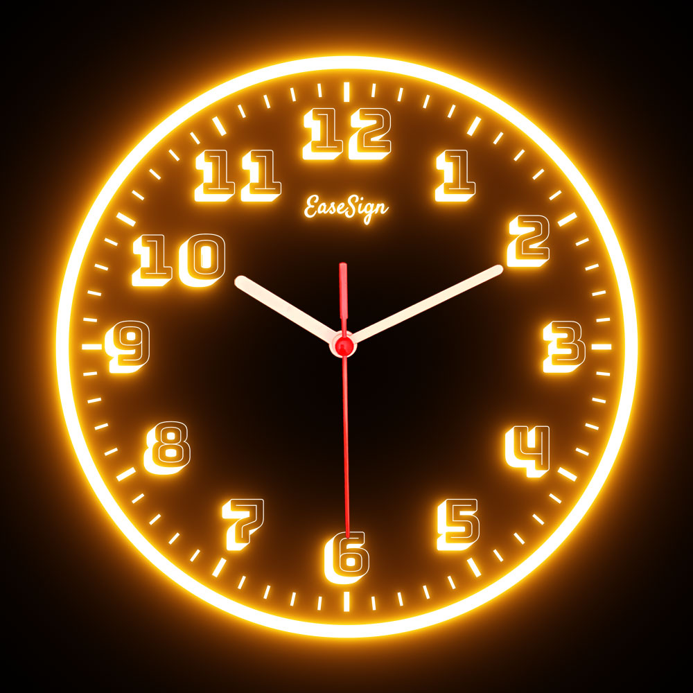 25ck0003 EaseSign Home Decor LED Light Flexible Flex illuminated Neon Wall Clock 7 Colors 10"
