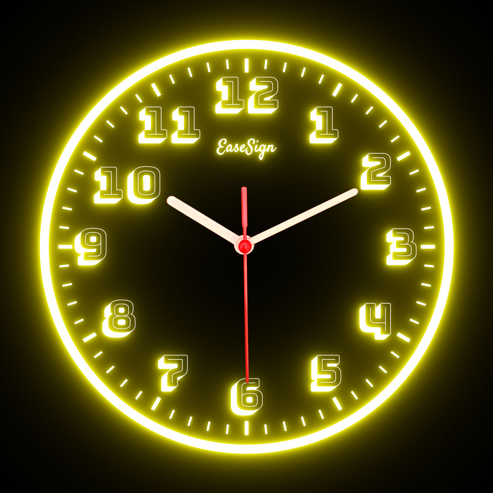 25ck0003 EaseSign Home Decor LED Light Flexible Flex illuminated Neon Wall Clock 7 Colors 10"