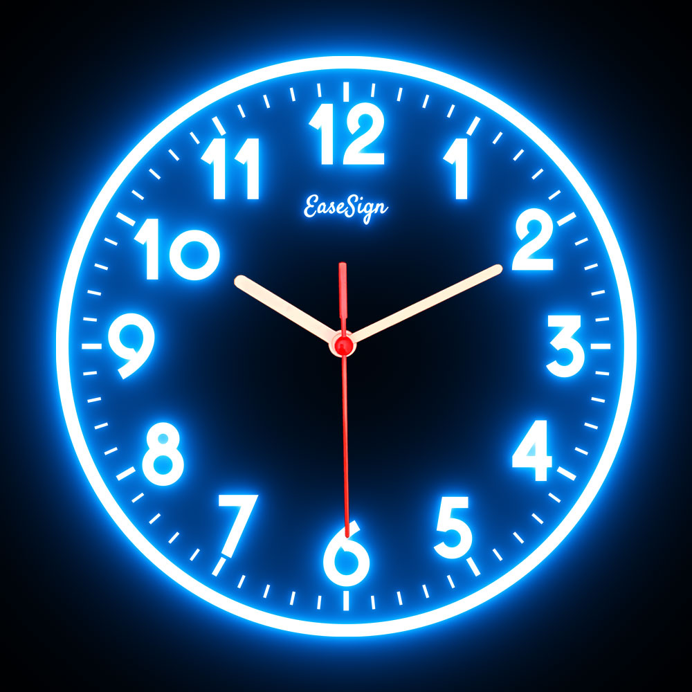 25ck0009 EaseSign Home Decor LED Light Flexible Flex illuminated Neon Wall Clock 7 Colors 10"