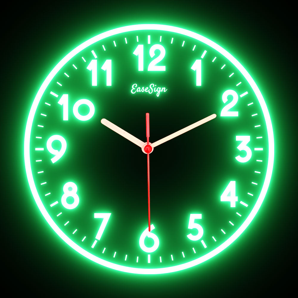25ck0009 EaseSign Home Decor LED Light Flexible Flex illuminated Neon Wall Clock 7 Colors 10"