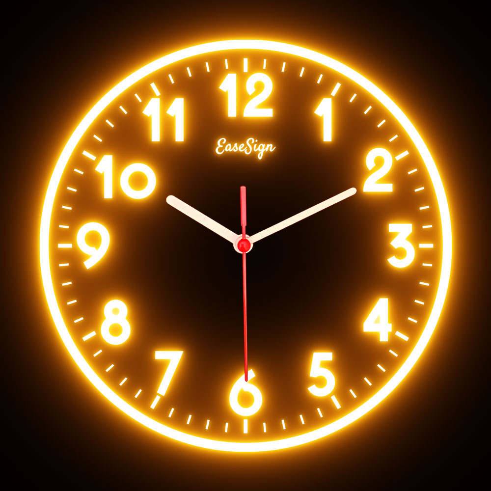 25ck0009 EaseSign Home Decor LED Light Flexible Flex illuminated Neon Wall Clock 7 Colors 10"