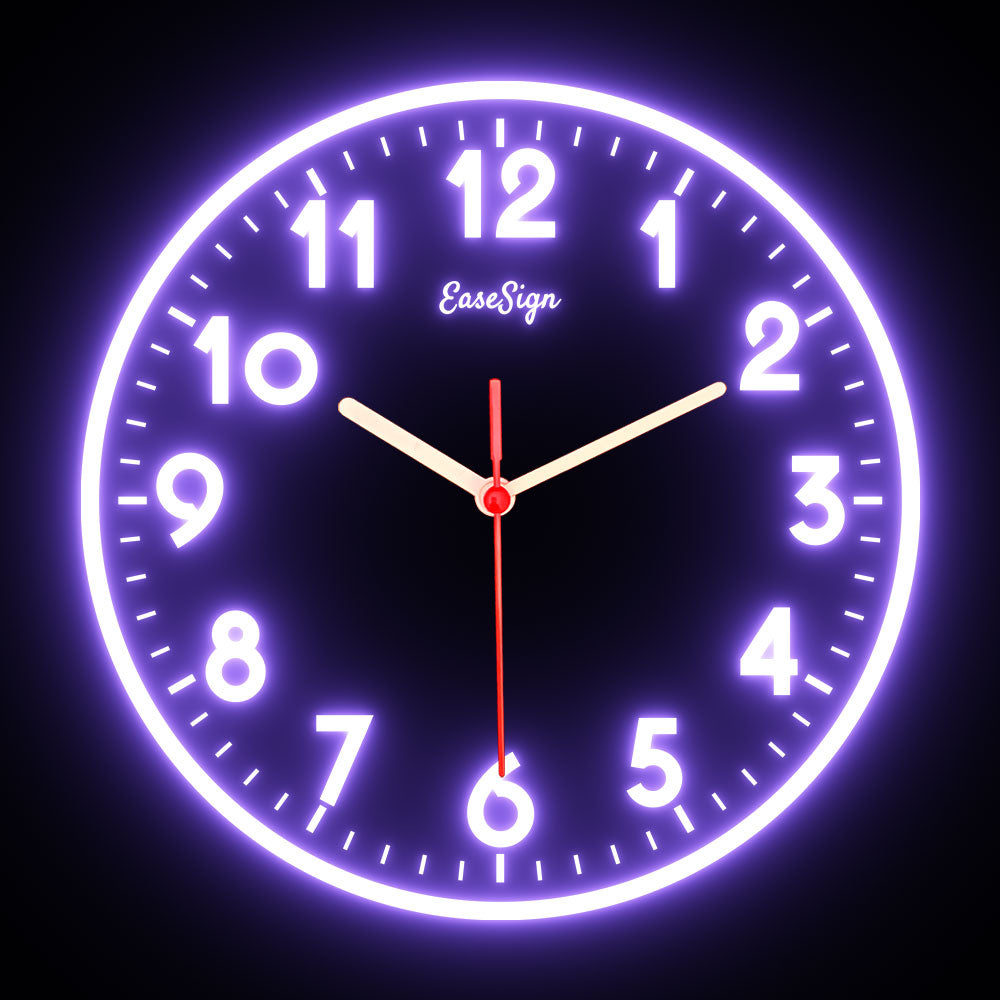 25ck0009 EaseSign Home Decor LED Light Flexible Flex illuminated Neon Wall Clock 7 Colors 10"