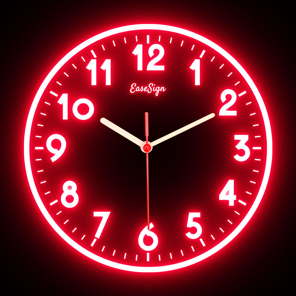25ck0009 EaseSign Home Decor LED Light Flexible Flex illuminated Neon Wall Clock 7 Colors 10"