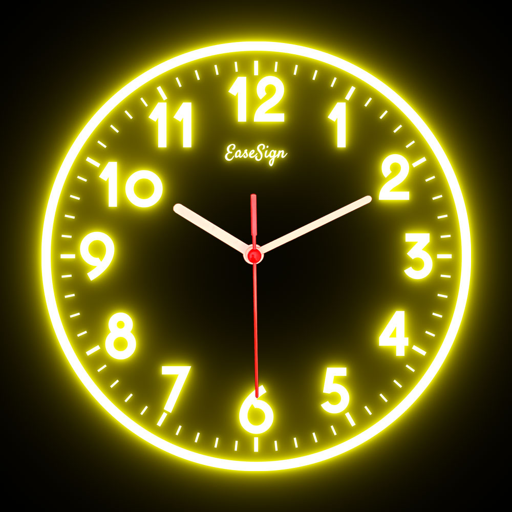 25ck0009 EaseSign Home Decor LED Light Flexible Flex illuminated Neon Wall Clock 7 Colors 10"