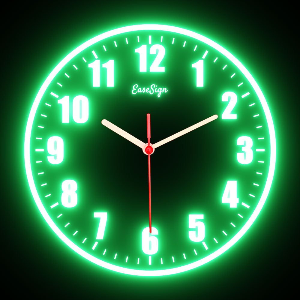 25ck0010 EaseSign Home Decor LED Light Flexible Flex illuminated Neon Wall Clock 7 Colors 10"