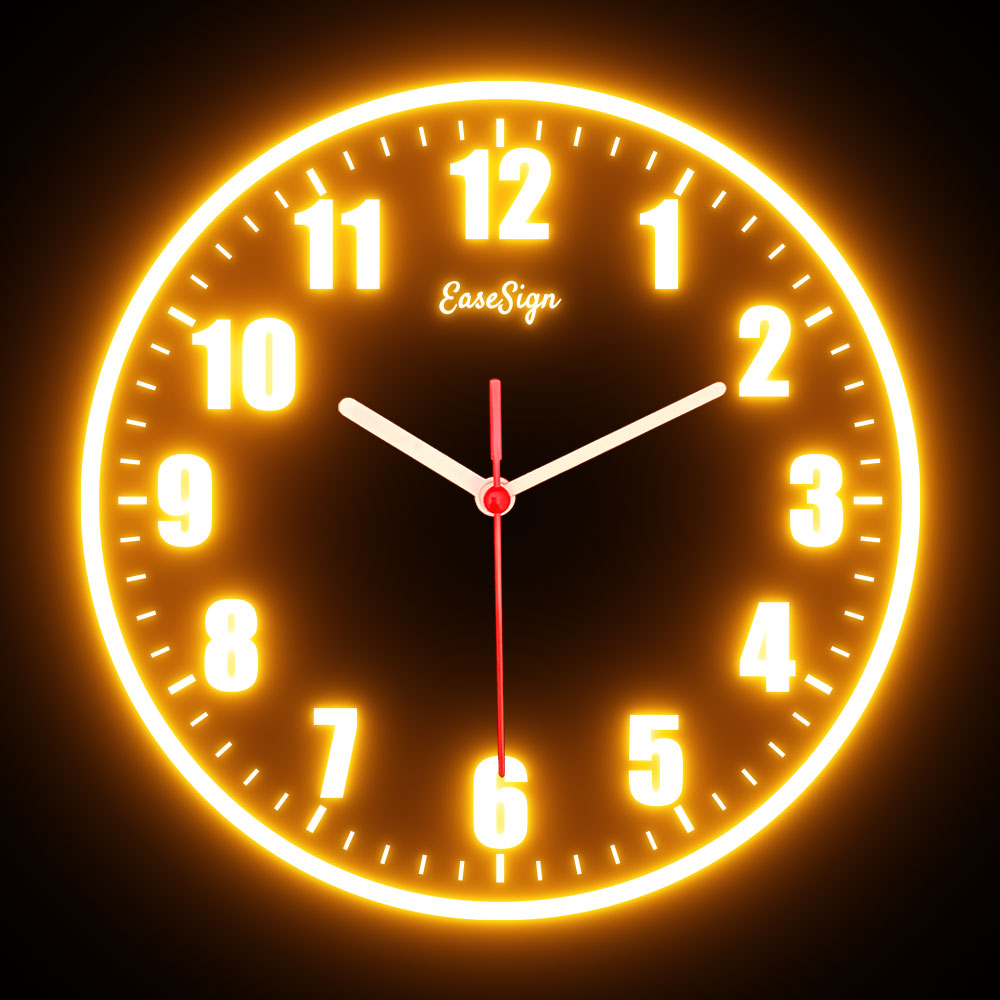 25ck0010 EaseSign Home Decor LED Light Flexible Flex illuminated Neon Wall Clock 7 Colors 10"