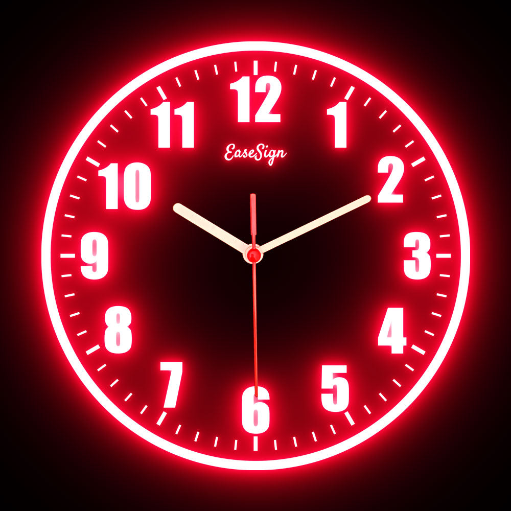 25ck0010 EaseSign Home Decor LED Light Flexible Flex illuminated Neon Wall Clock 7 Colors 10"
