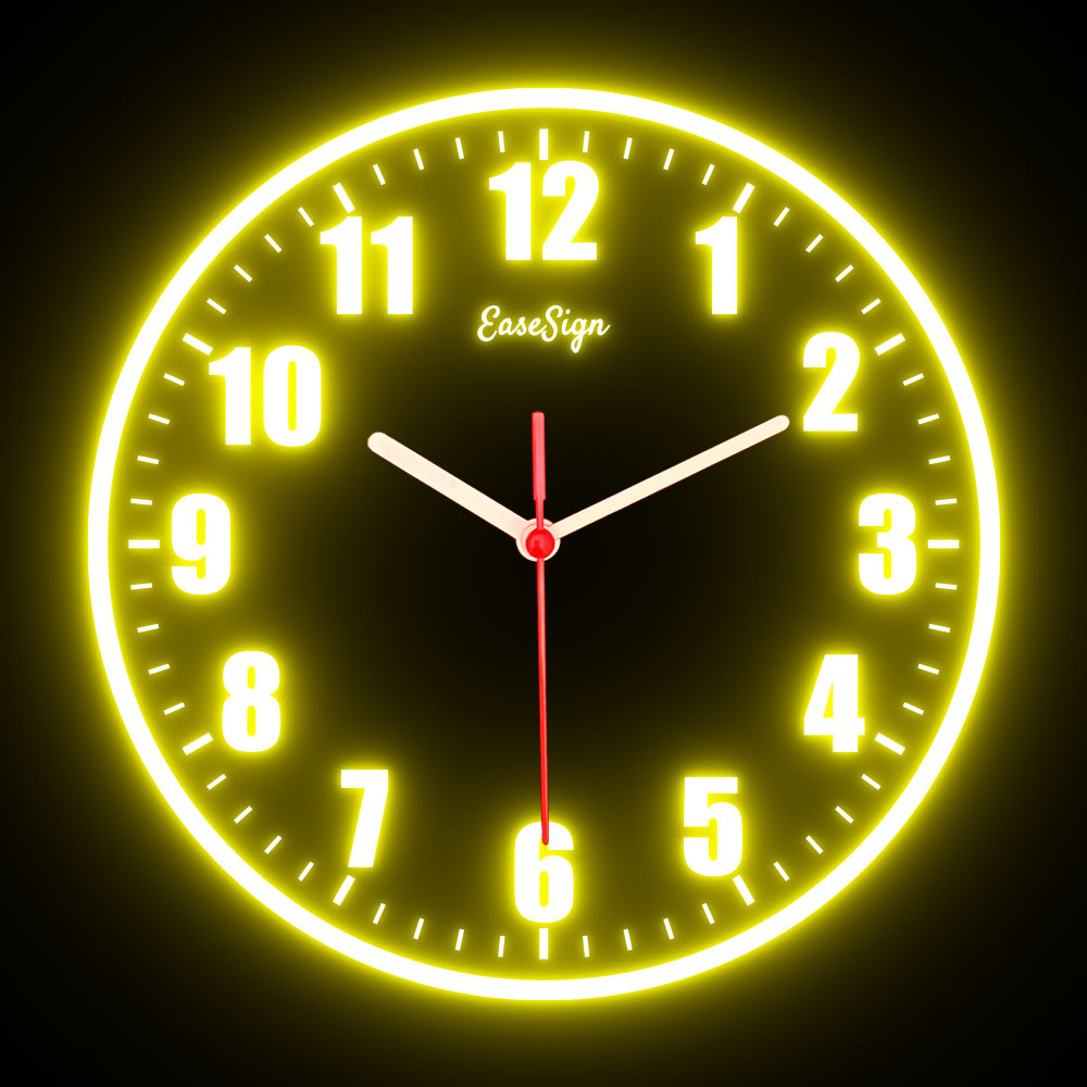 25ck0010 EaseSign Home Decor LED Light Flexible Flex illuminated Neon Wall Clock 7 Colors 10"