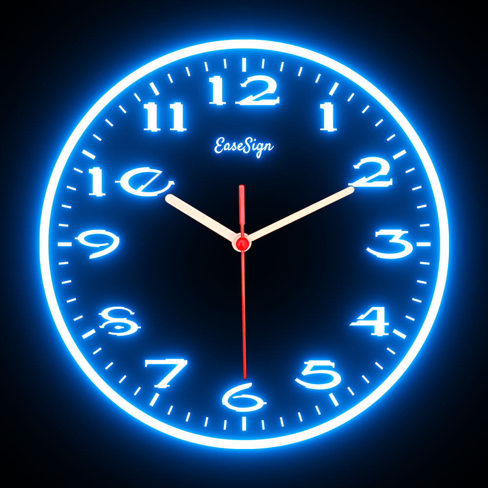 25ck0017 EaseSign Home Decor LED Light Flexible Flex illuminated Neon Wall Clock 7 Colors 10"