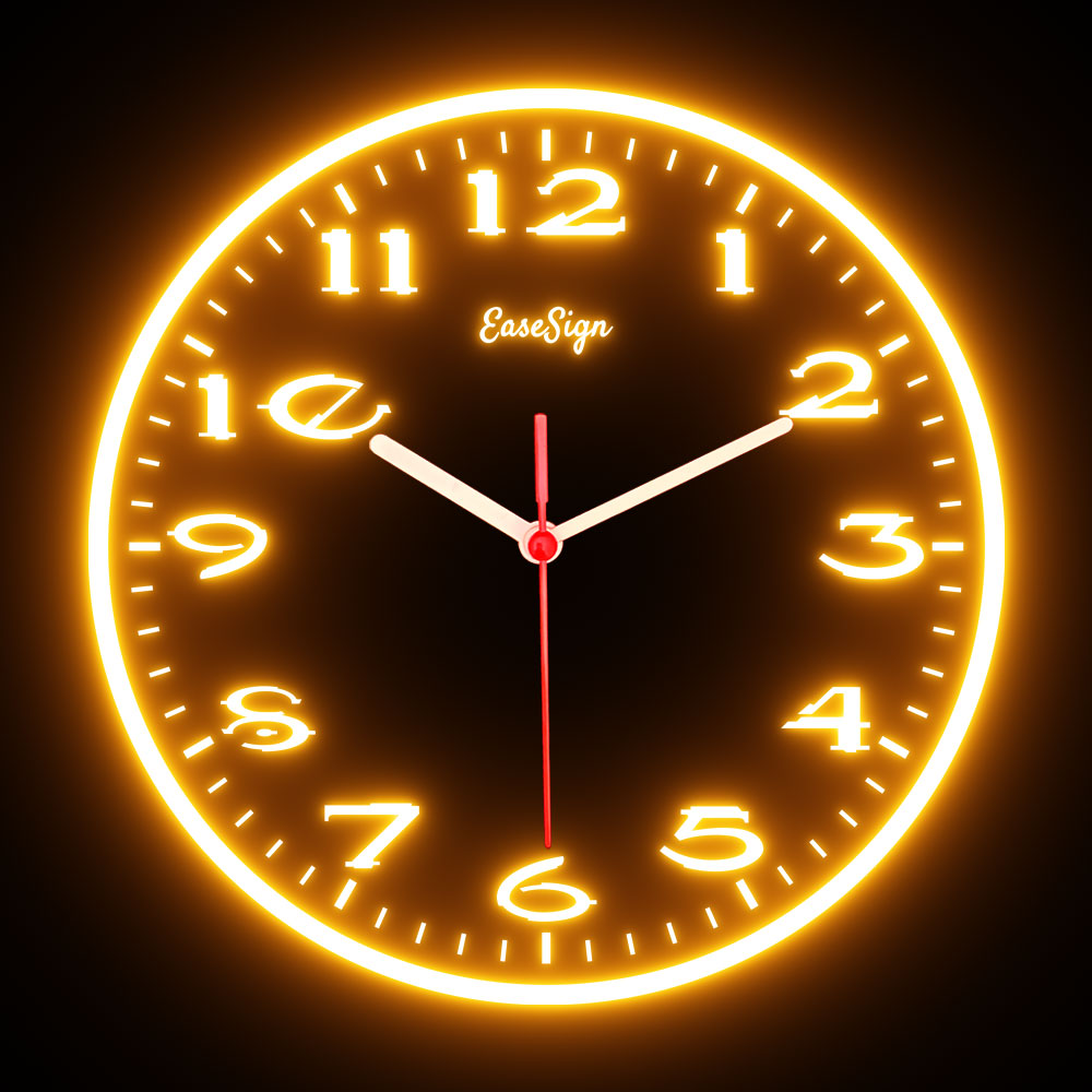 25ck0017 EaseSign Home Decor LED Light Flexible Flex illuminated Neon Wall Clock 7 Colors 10"