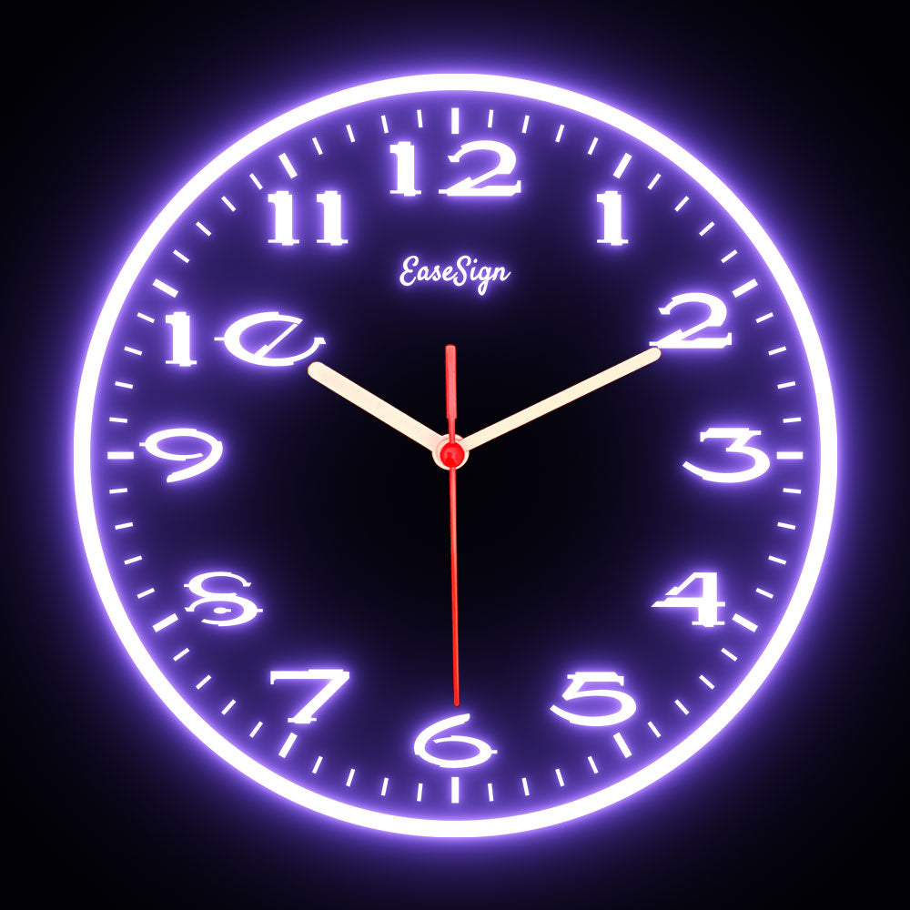 25ck0017 EaseSign Home Decor LED Light Flexible Flex illuminated Neon Wall Clock 7 Colors 10"
