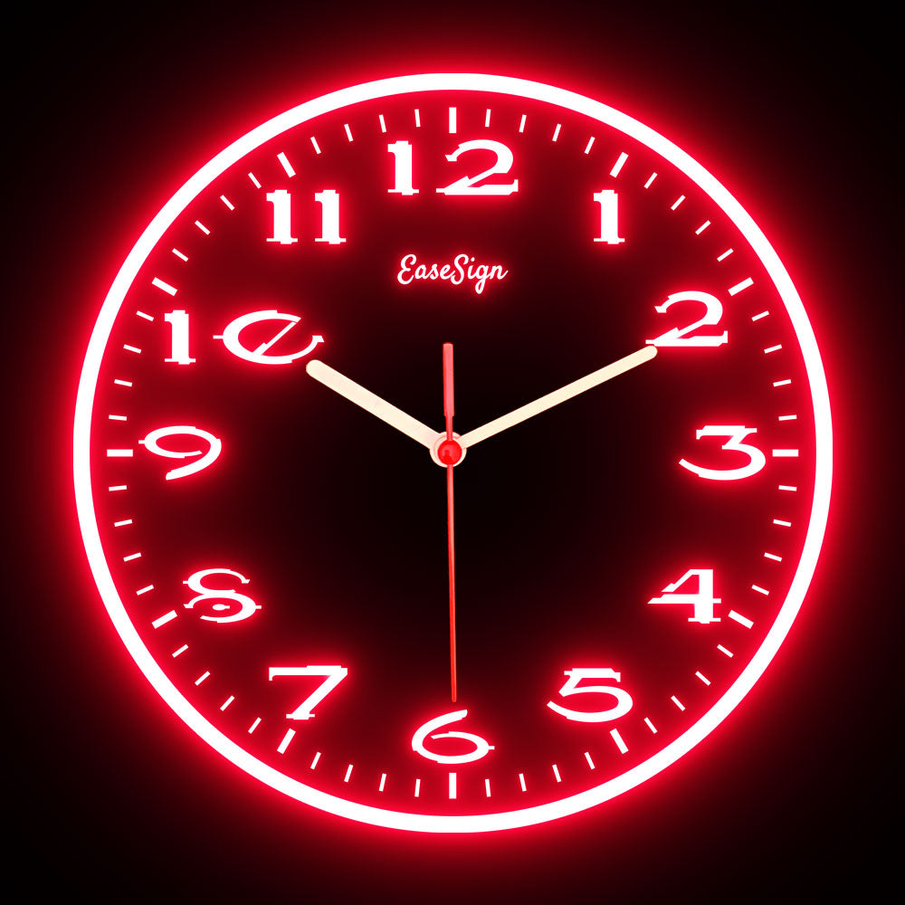 25ck0017 EaseSign Home Decor LED Light Flexible Flex illuminated Neon Wall Clock 7 Colors 10"