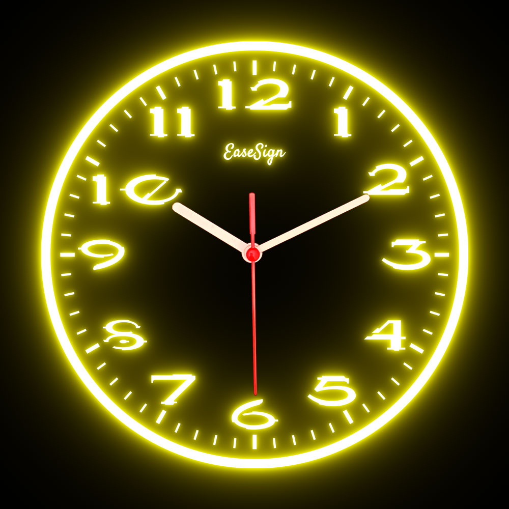 25ck0017 EaseSign Home Decor LED Light Flexible Flex illuminated Neon Wall Clock 7 Colors 10"