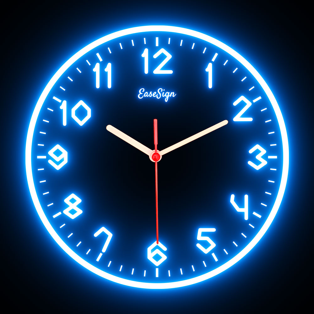 25ck0018 EaseSign Home Decor LED Light Flexible Flex illuminated Neon Wall Clock 7 Colors 10"