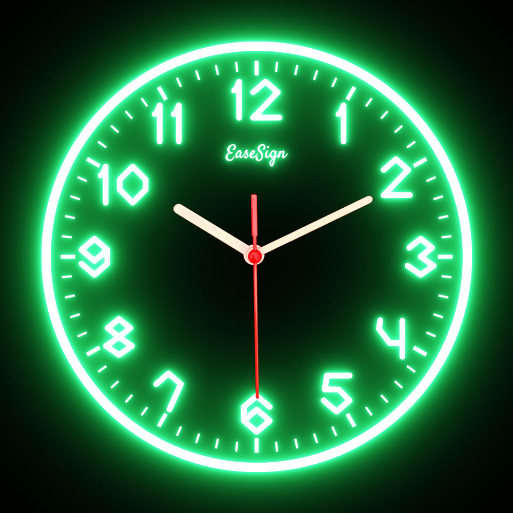 25ck0018 EaseSign Home Decor LED Light Flexible Flex illuminated Neon Wall Clock 7 Colors 10"