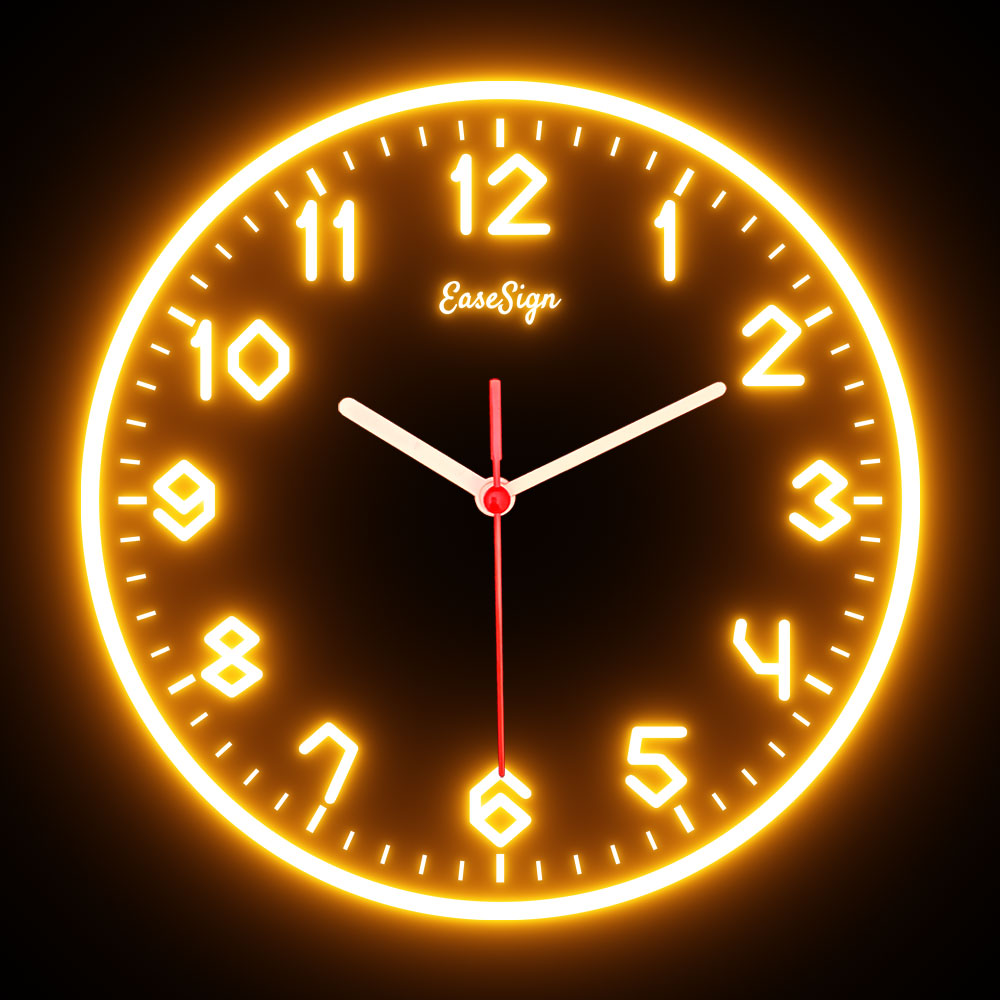25ck0018 EaseSign Home Decor LED Light Flexible Flex illuminated Neon Wall Clock 7 Colors 10"