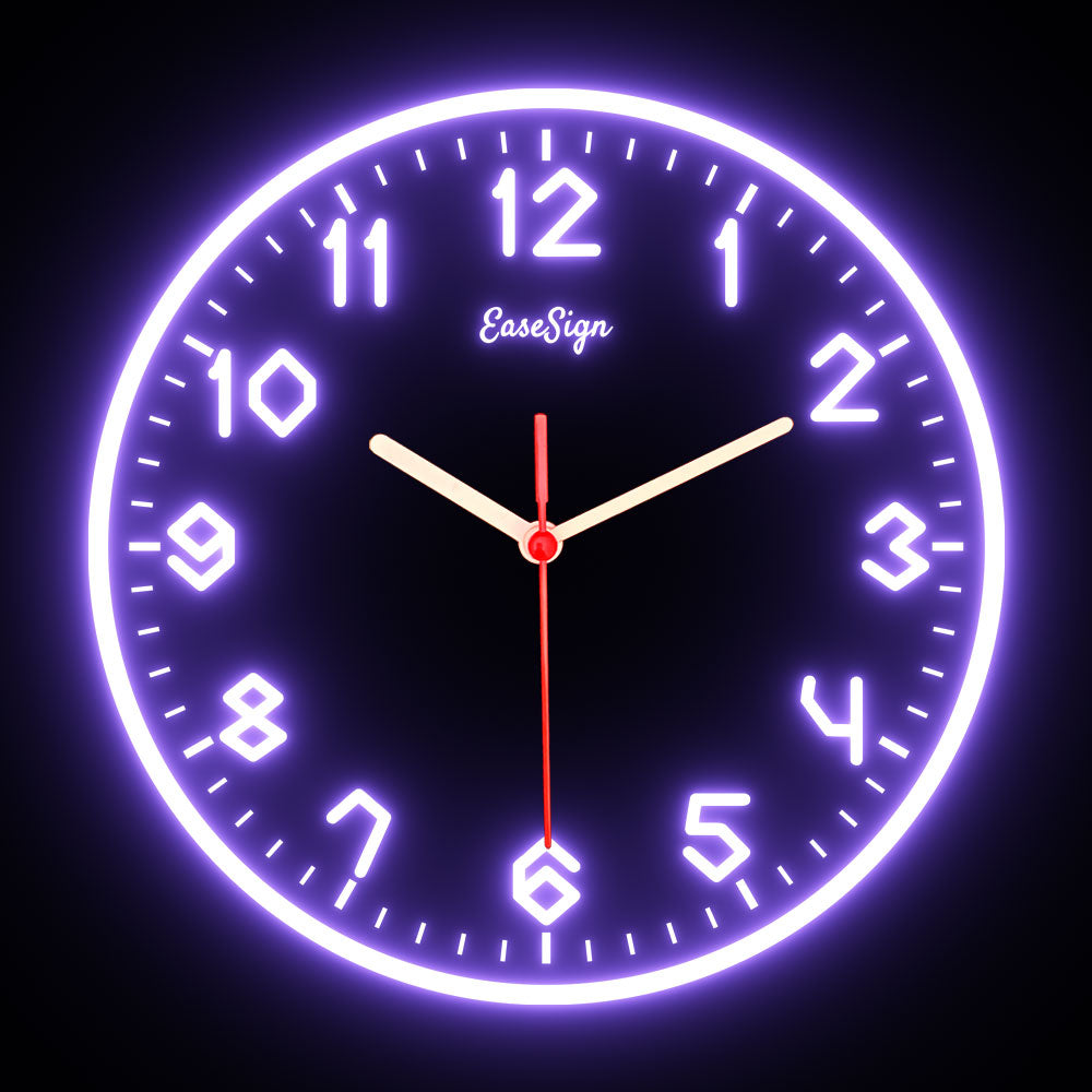 25ck0018 EaseSign Home Decor LED Light Flexible Flex illuminated Neon Wall Clock 7 Colors 10"